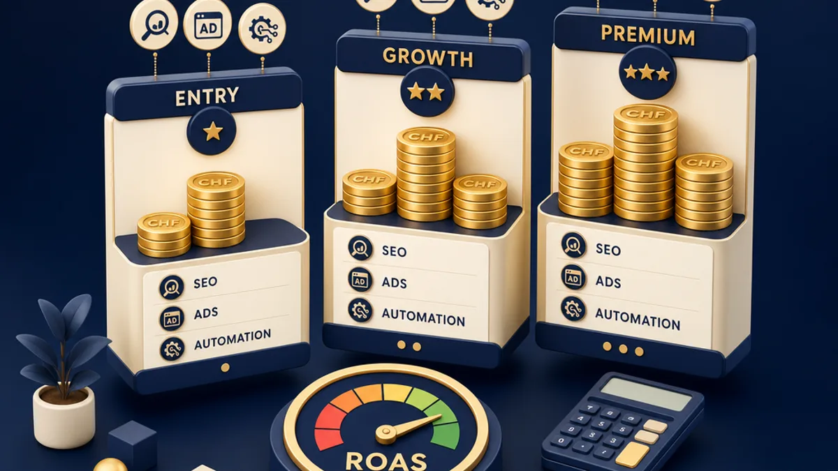 Confronto pacchetti e prezzi reali agenzie di marketing in Ticino: tre fasce entry, growth e premium con CHF per PMI a Locarno, Lugano, Bellinzona nel 2026